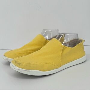 Vionic Beach Malibu Women's Size 10 Bright Yellow Canvas Slip On Shoes